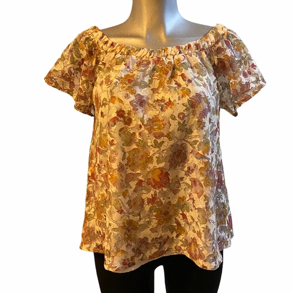 Cottagecore Blouse Floral Off Shoulder Lace Ethereal Boho Rosette Fairy Loose - Picture 7 of 7